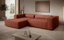 Designer Ecksofa Vasto in Strukturstoff – Terrakotta – Links