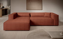 Designer Ecksofa Vasto in Strukturstoff – Terrakotta – Links