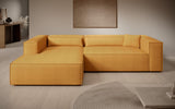 Designer Ecksofa Vasto in Strukturstoff – Safran – Links