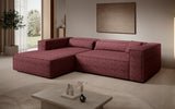 Designer Ecksofa Vasto in Strukturstoff – Bordeaux – Links