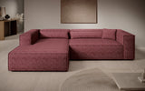 Designer Ecksofa Vasto in Strukturstoff – Bordeaux – Links