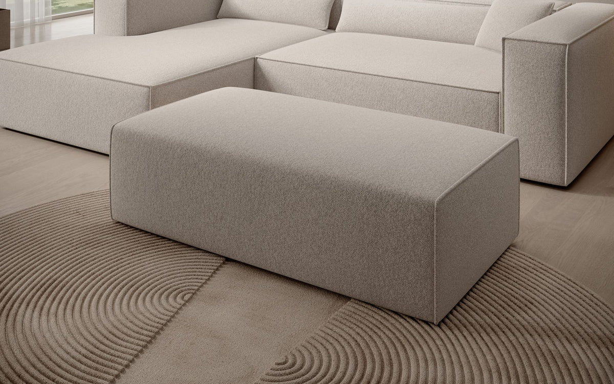 Beistellhocker Vasto in Strukturstoff – Beige