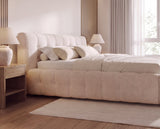 Designer Polsterbett Nela in Bouclé – Beige