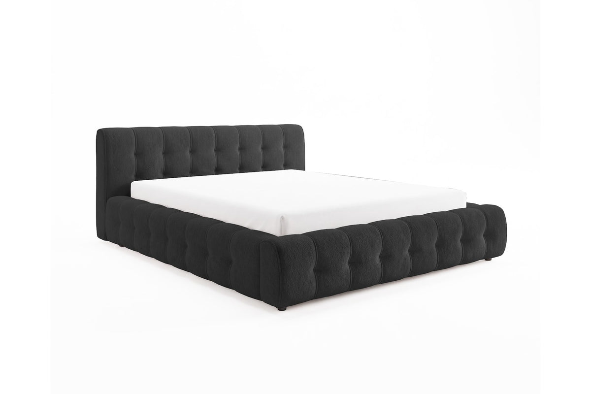 Designer Polsterbett Nela in Bouclé – Anthrazit