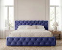 Designer Polsterbett Nino in Samt – Blau