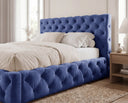 Designer Polsterbett Nino in Samt – Blau