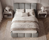 Designer Polsterbett Perla in Bouclé – Grau
