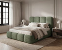 Designer Polsterbett Perla in Bouclé – Salbei