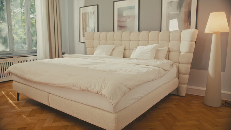 Lit boxspring familial Bellanova en 220/240x200 en Bouclé