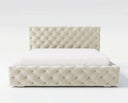 Designer Polsterbett Ria in Samt mit Stauraum – Beige
