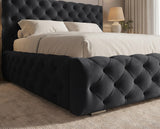 Designer Polsterbett Ria in Samt mit Stauraum – Schwarz