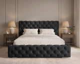Designer Polsterbett Ria in Samt mit Stauraum – Schwarz