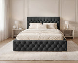 Designer Polsterbett Rivo in Samt mit Stauraum – Schwarz