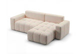Designer Ecksofa Arvo in Bouclé mit Schlaffunktion & Stauraum – Beige – Rechts