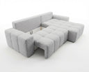 Designer Ecksofa Arvo in Bouclé mit Schlaffunktion & Stauraum – Sand – Rechts