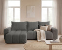 Designer Ecksofa Arvo in Bouclé mit Schlaffunktion & Stauraum – Grau – Links