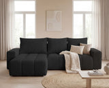 Designer Ecksofa Arvo in Bouclé mit Schlaffunktion & Stauraum – Anthrazit – Links