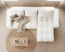 Designer Ecksofa Arvo in Bouclé mit Schlaffunktion & Stauraum – Weiß – Rechts