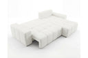 Designer Ecksofa Arvo in Bouclé mit Schlaffunktion & Stauraum – Weiß – Rechts