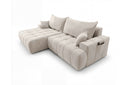 Designer Ecksofa Pino in Samt mit Schlaffunktion & Stauraum – Beige – Links