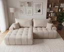 Designer Ecksofa Pino in Samt mit Schlaffunktion & Stauraum – Beige – Links
