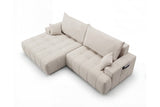 Designer Ecksofa Pino in Samt mit Schlaffunktion & Stauraum – Beige – Links