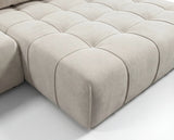 Designer Ecksofa Pino in Samt mit Schlaffunktion & Stauraum – Beige – Rechts