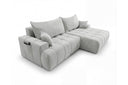 Designer Ecksofa Pino in Samt mit Schlaffunktion & Stauraum – Hellgrau – Rechts
