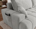Designer Ecksofa Pino in Samt mit Schlaffunktion & Stauraum – Hellgrau – Rechts