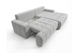 Designer Ecksofa Pino in Samt mit Schlaffunktion & Stauraum – Hellgrau – Rechts
