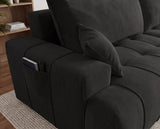 Designer Ecksofa Pino in Samt mit Schlaffunktion & Stauraum – Schwarz – Rechts