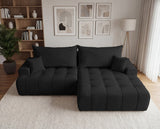 Designer Ecksofa Pino in Samt mit Schlaffunktion & Stauraum – Schwarz – Rechts