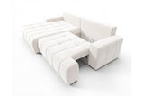 Designer Ecksofa Pino in Samt mit Schlaffunktion & Stauraum – Weiß – Links