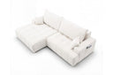 Designer Ecksofa Pino in Samt mit Schlaffunktion & Stauraum – Weiß – Links