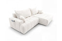 Designer Ecksofa Pino in Samt mit Schlaffunktion & Stauraum – Weiß – Rechts