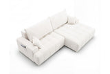 Designer Ecksofa Pino in Samt mit Schlaffunktion & Stauraum – Weiß – Rechts
