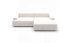 Designer Ecksofa Pino in Samt mit Schlaffunktion & Stauraum – Weiß – Rechts
