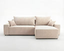 Designer Ecksofa Rino in Cord mit Schlaffunktion & Stauraum – Beige – Links