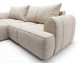 Designer Ecksofa Corso in Samt mit Schlaffunktion & Stauraum – Beige – Links