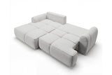 Designer Ecksofa Corso in Samt mit Schlaffunktion & Stauraum – Hellgrau – Links