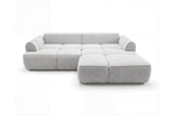 Designer Ecksofa Corso in Samt mit Schlaffunktion & Stauraum – Hellgrau – Rechts