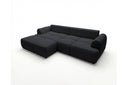Designer Ecksofa Corso in Samt mit Schlaffunktion & Stauraum – Schwarz – Links
