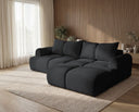 Designer Ecksofa Corso in Samt mit Schlaffunktion & Stauraum – Schwarz – Rechts