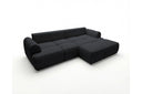 Designer Ecksofa Corso in Samt mit Schlaffunktion & Stauraum – Schwarz – Rechts