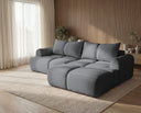 Designer Ecksofa Corso in Samt mit Schlaffunktion & Stauraum – Grau – Rechts
