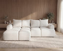 Designer Ecksofa Corso in Samt mit Schlaffunktion & Stauraum – Weiß – Links