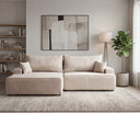 Designer Ecksofa Frido in Samt mit Schlaffunktion & Stauraum – Beige – Links