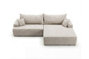 Designer Ecksofa Frido in Samt mit Schlaffunktion & Stauraum – Beige – Rechts