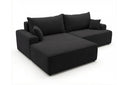 Designer Ecksofa Frido in Samt mit Schlaffunktion & Stauraum – Schwarz – Links