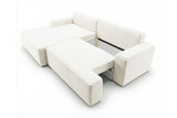 Designer Ecksofa Frido in Samt mit Schlaffunktion & Stauraum – Weiß – Links
